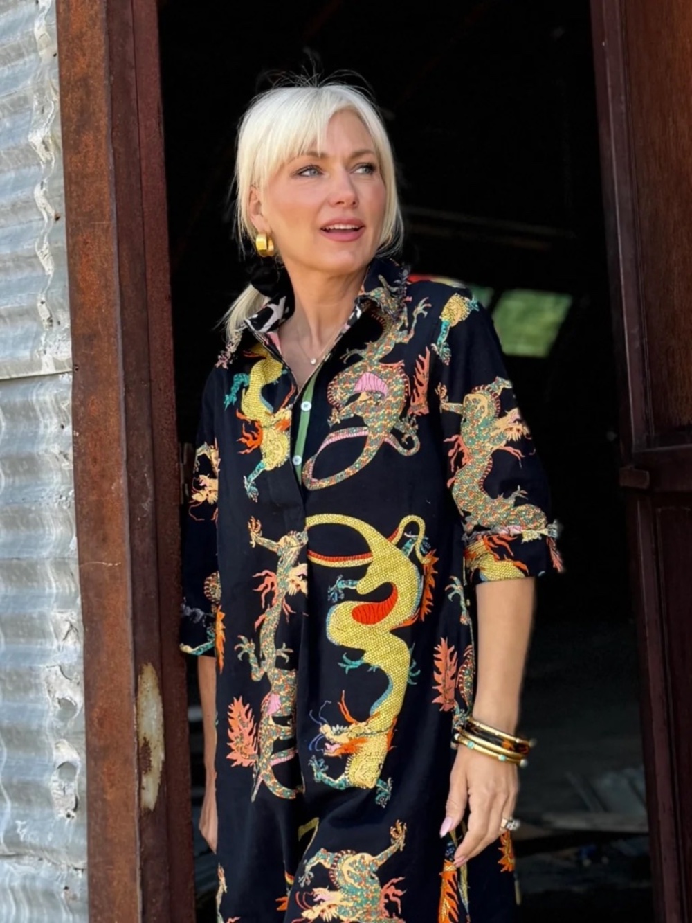 MIDNIGHT MOSAIC SHIRT DRESS